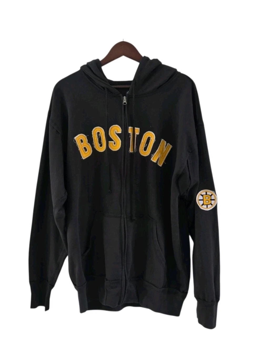 Wright + Ditson Makers Black Full Zip Hooded Boston Bruin Bruins Jacket Size M